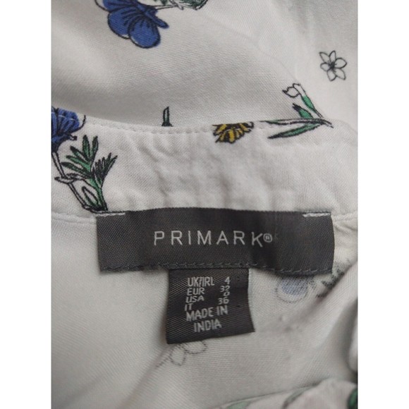 Primark Size 0 Womens Floral Long Sleeves Lightweight Blouse Print White Flower - Picture 3 of 7